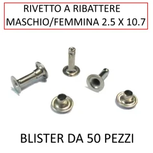 RIVETTO RIBATTERE MASCHIO FEMMINA 2.5 x 10.7 ( CONF. 50 PZ)