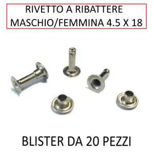 RIVETTO RIBATTERE MASCHIO FEMMINA 4.5 x 18 ( CONF.20 PZ )