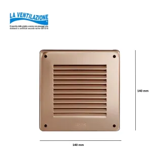 GRIGLIA AEREAZIONE IN RAME QUADRA 140X140 MM DA TASSELLATE