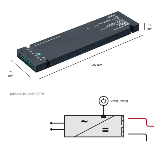 DRIVER PER LED 24Volt 90Watt HAFELE LOOX5 CON INGRESSO PER INTERRUTTORE/SENSORE 833.75.937