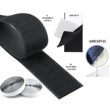 VELCRO ADESIVO A NASTRO NERO MM.20 X 750 MM DI LUNGHEZZA