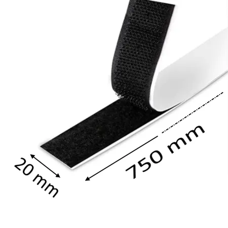 VELCRO ADESIVO A NASTRO NERO MM.20 X 750 MM DI LUNGHEZZA