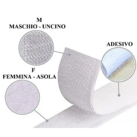 VELCRO ADESIVO A NASTRO BIANCO MM.20 X 750.MM DI LUNGHEZZA