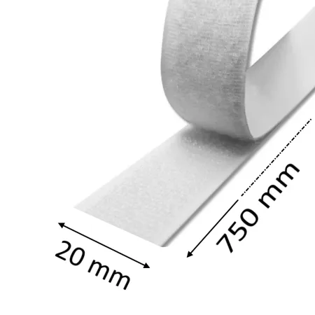 VELCRO ADESIVO A NASTRO BIANCO MM.20 X 750.MM DI LUNGHEZZA