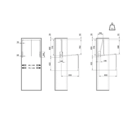 SERVETTO 3000 CM. 77-120 GRIGIO PORTATA KG.10