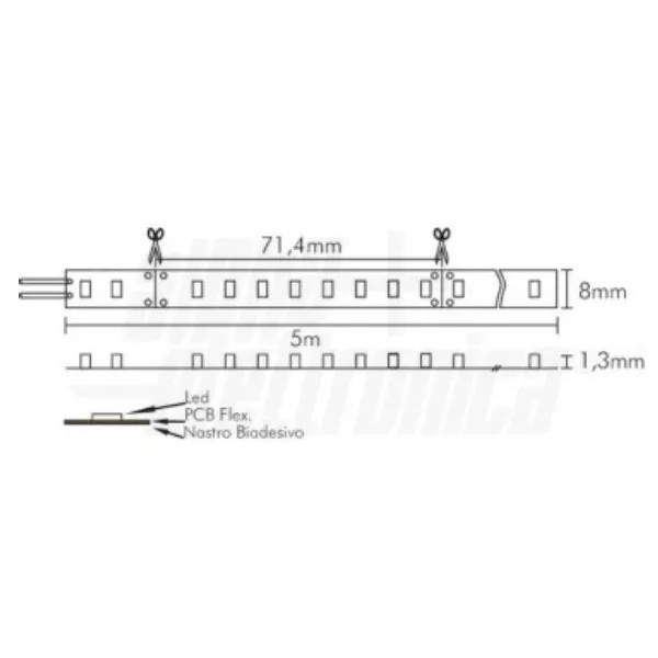LED A STRISCIA 24V 112LED/M  9,6W/M BIANCO CALDO 3000K IP20 VENDITA AL METRO