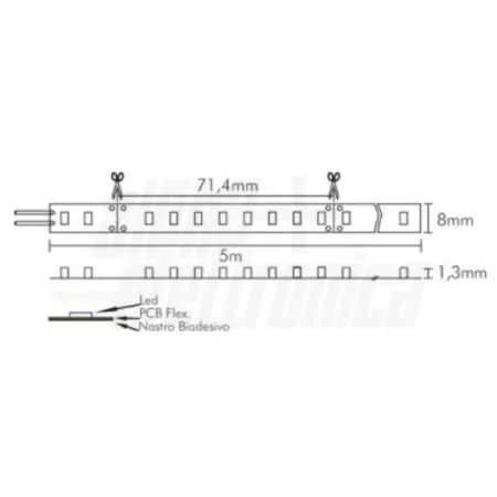 LED A STRISCIA 24V 112LED/M  9,6W/M BIANCO CALDO 3000K IP20 VENDITA AL METRO