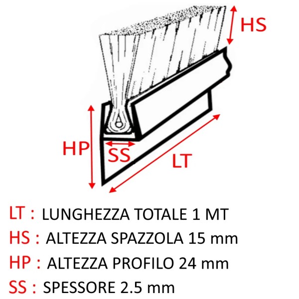 SPAZZOLA SIT SOTTOPORTA BIANCA ADESIVA LUNGHEZZA MT.1