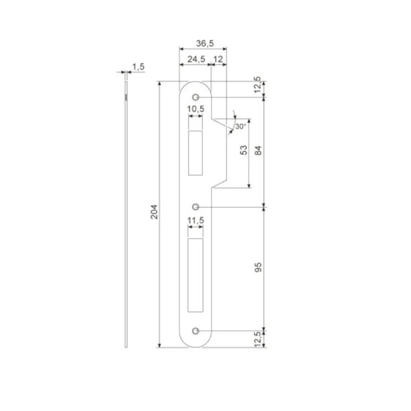 INCONTRO X SERRATURA SICUREZZA BORDO TONDO+ ALETTA