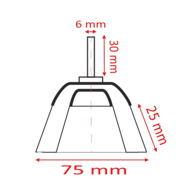 SPAZZOLA A TAZZA IN ACCIAIO DIAMETRO 75 MM CON GAMBO