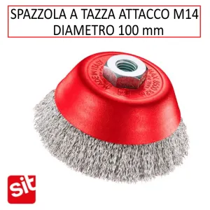 SPAZZOLA SIT A TAZZA DIAM. 100 MM FILI IN ACCIAIO ONDULATO E ATTACCO M14