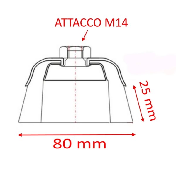 SPAZZOLA SIT A TAZZA DIAM.80 MM FILI IN ACCIAIO ONDULATO E ATTACCO M14