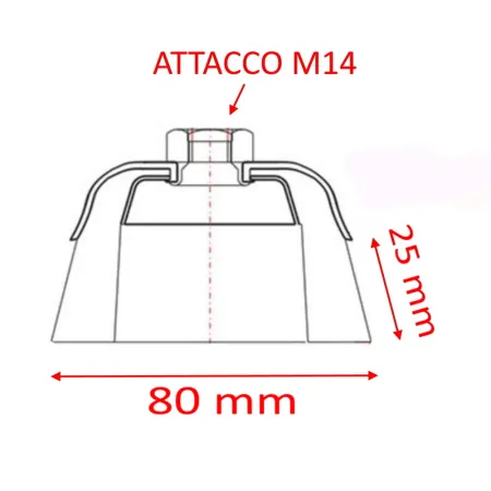 SPAZZOLA SIT A TAZZA DIAM.80 MM FILI IN ACCIAIO ONDULATO E ATTACCO M14