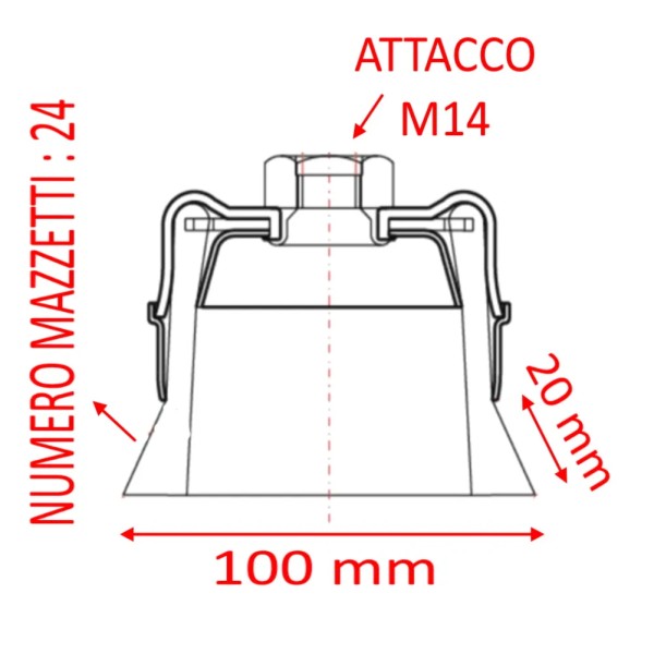 SPAZZOLA SIT A TAZZA DIAM. 100 MM CON MAZZETTI RITORTI IN ACCIAIO E ATTACCO M14