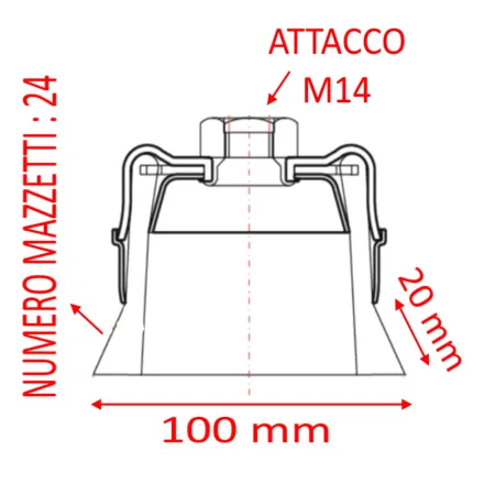 SPAZZOLA SIT A TAZZA DIAM. 100 MM CON MAZZETTI RITORTI IN ACCIAIO E ATTACCO M14