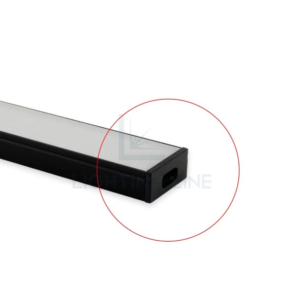 TAPPO NERO PER PROFILO LED RETTANGOLARE CON FORO PASSACAVO LEDPOINT