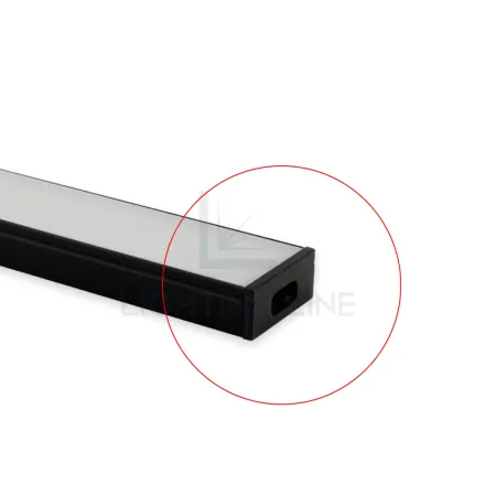 TAPPO NERO PER PROFILO LED RETTANGOLARE CON FORO PASSACAVO LEDPOINT