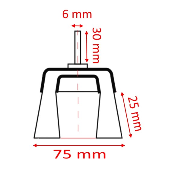 SPAZZOLA A TAZZA IN NYLON DIAMETRO 75 MM CON GAMBO