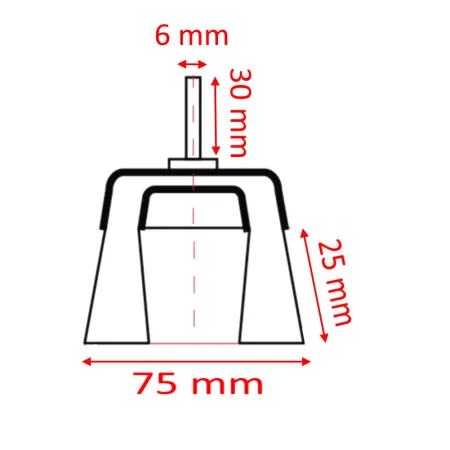 SPAZZOLA A TAZZA IN NYLON DIAMETRO 75 MM CON GAMBO