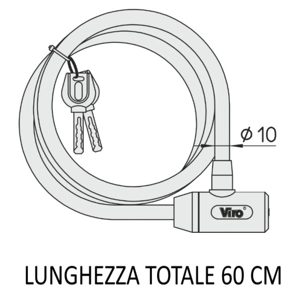 LUCCHETTO BICI "GIGLIO" CAVO DIAMETRO 10 MM E CHIAVE DI SICUREZZA