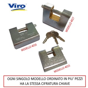 LUCCHETTO CORAZZATO FAI BY VIRO CON STESSA CIFRATURA CHIAVE