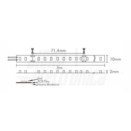 LED A STRISCIA 24V 112LED/M 19,2W/M ALTA LUMINOSITA' BIANCO FREDDO 6500K IP20 VENDITA AL METRO