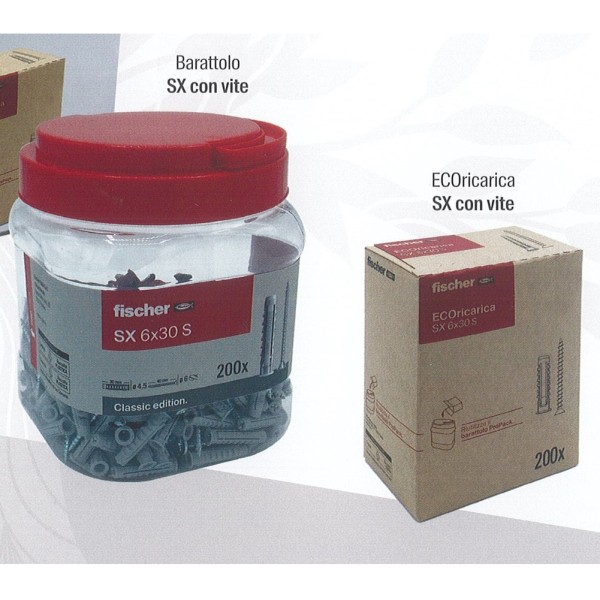 BARATTOLO+ECORICARICA 400 TASSELLI SX6 S con VITI -OFFERTA-