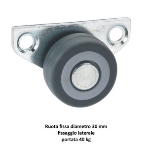 RUOTA FISSA IN TPE DIAMETRO 30 MM PORTATA 40 KG CON PIASTRA FISSAGGIO LATERALE