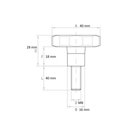 VOLANTINO MASCHIO GAMM A 6 LOBI M8X40 cod.6372190