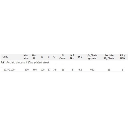 CERNIERA BOMMER 103-100 AZ ACCIAIO ZINCATO