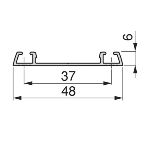 Binario Inferiore Emuca Placard74 Canale 48mm 3mt90 Nero