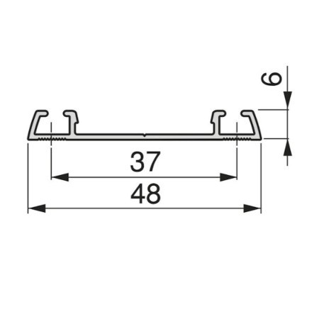 Binario Inferiore Emuca Placard74 Canale 48mm 3mt90 Nero