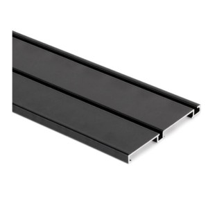BINARIO INFERIORE A CANALE PLACARD74 DI LARGHEZZA 74mm LUNGHEZZA 3,90mt FISSAGGIO A CLIP NERO