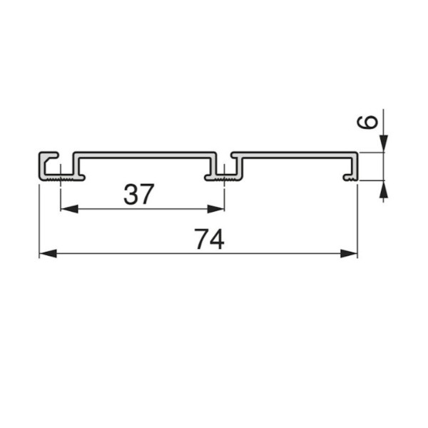 Binario Inferiore Emuca Placard74 Canale 74mm 3mt90 Clip Argento
