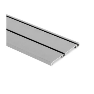 BINARIO INFERIORE A CANALE PLACARD74 DI LARGHEZZA 74mm LUNGHEZZA 3,90mt FISSAGGIO A CLIP ARGENTO