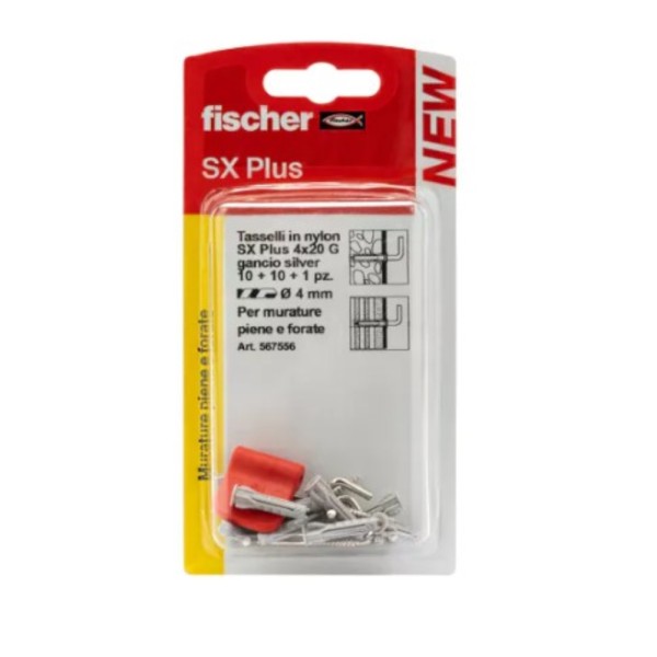BLISTER 10 TASSELLI FISCHER SX4 PLUS GANCIO ZINCATO