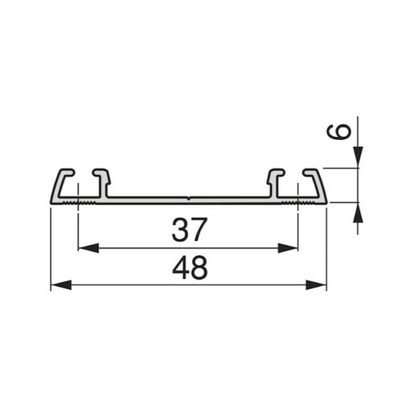 Binario Inferiore Emuca Placard74 48mm 3,90mt Argento Senza Tappo