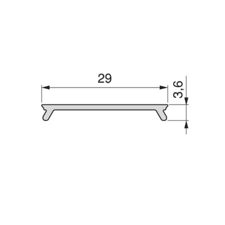 Profilo Tappo Copertura Emuca Binario 48mm Placard74 3mt90 Argento