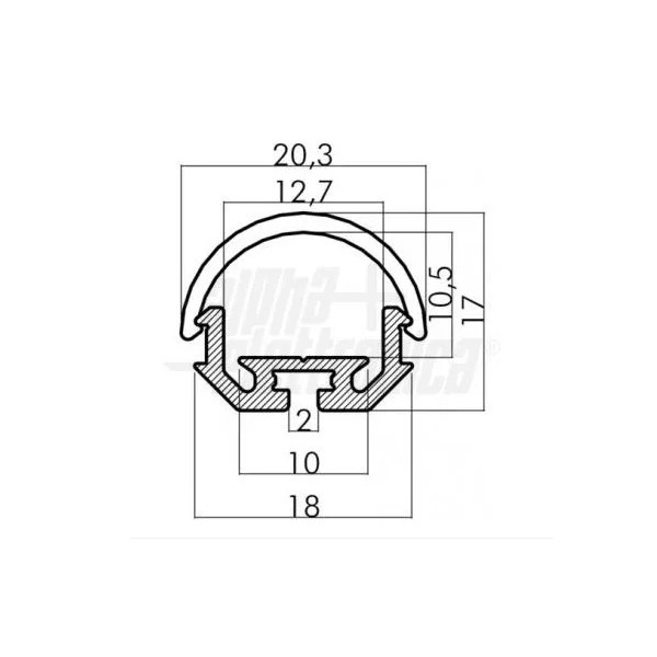 PROFILO X LED C/ COPERT. TONDA BARRA 2 MT. (E)