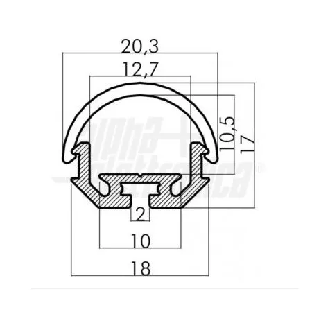 PROFILO X LED C/ COPERT. TONDA BARRA 2 MT. (E) PROFILO X LED C/ COPERT. TONDA BARRA 2 MT. (E)