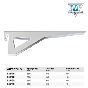 MENSOLA BIANCA ART.628 PER CREMAGLIERA ART.620
