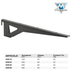 MENSOLA NERA ART.628 PER CREMAGLIERA ART.620