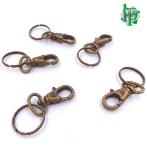 MINIMOSCHETTONE PORTACHIAVI A MOLLA BRONZATO CON ANELLO