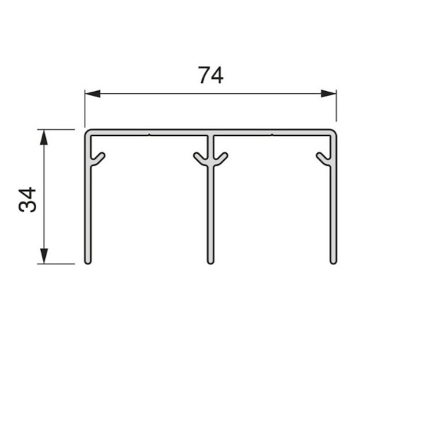 Binario Superiore Emuca Placard74 74mm 3,90mt Alluminio Bianco