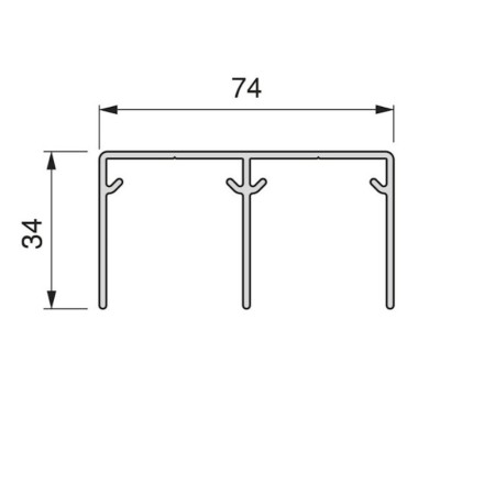 Binario Superiore Emuca Placard74 74mm 3,90mt Alluminio Bianco