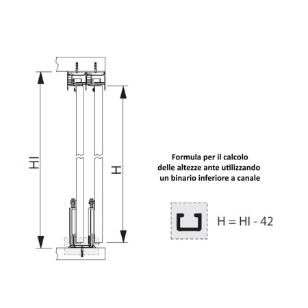 Binario Superiore Emuca Placard74 74mm 3,90mt Alluminio Bianco
