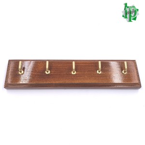 PORTACHIAVI ADESIVO IN LEGNO SCURO CON 5 POSTI CHIAVE