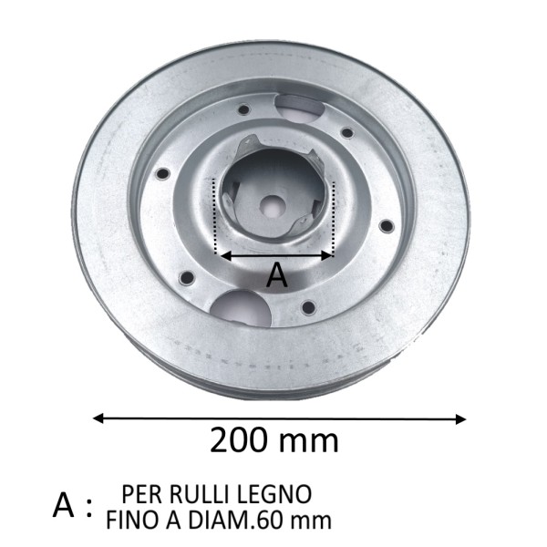 PULEGGIA DIAMETRO 200 MM PER RULLO LEGNO