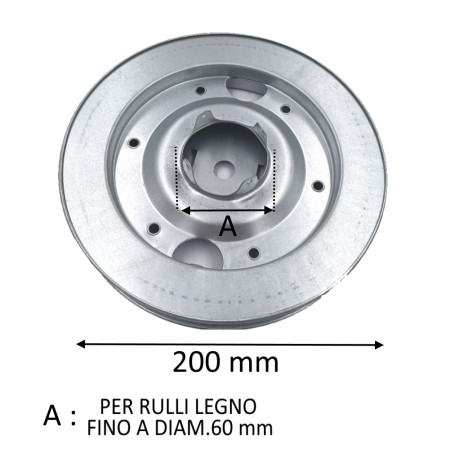PULEGGIA DIAMETRO 200 MM PER RULLO LEGNO