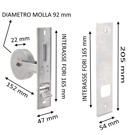 AVVOLGITORE INCASSO MT.8 INT.FORI 165 MM CON PLACCA IN INOX